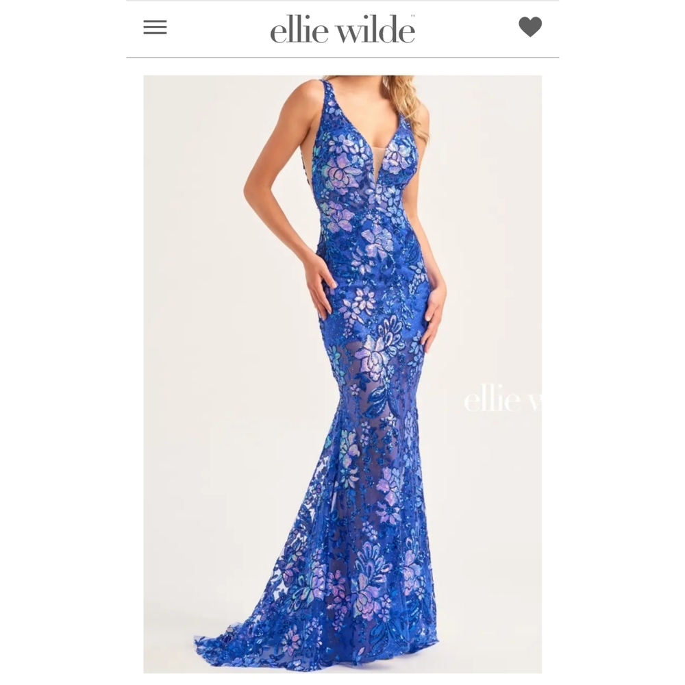 Ellie Wilde Blue Aqua Sequin Mermaid Dress